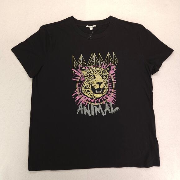 Def Leppard Animal Band Graphic Crew Neck T Shirt Womens Size Large L Black - Picture 2 of 9